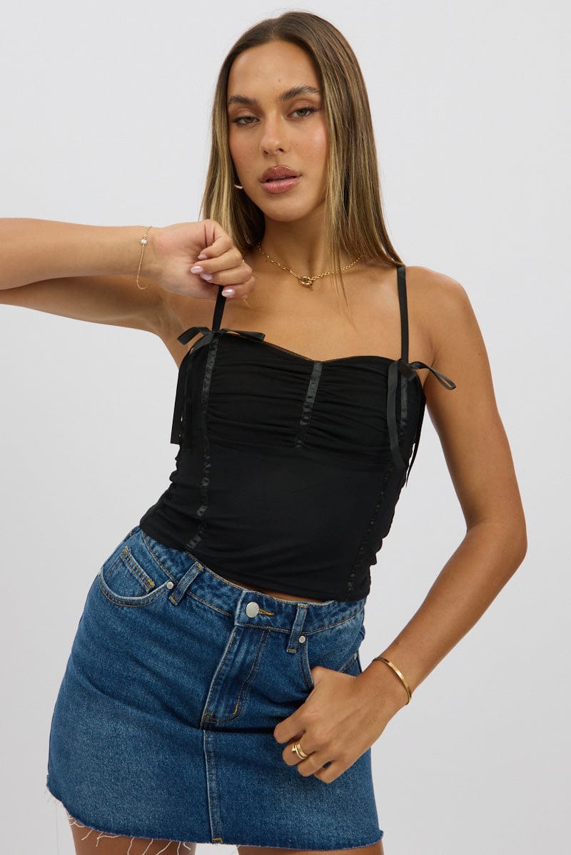 Black Mesh Tank Top Top