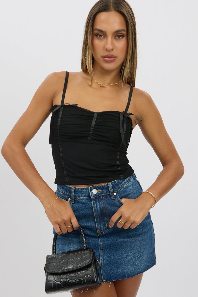 Black Mesh Tank Top Top