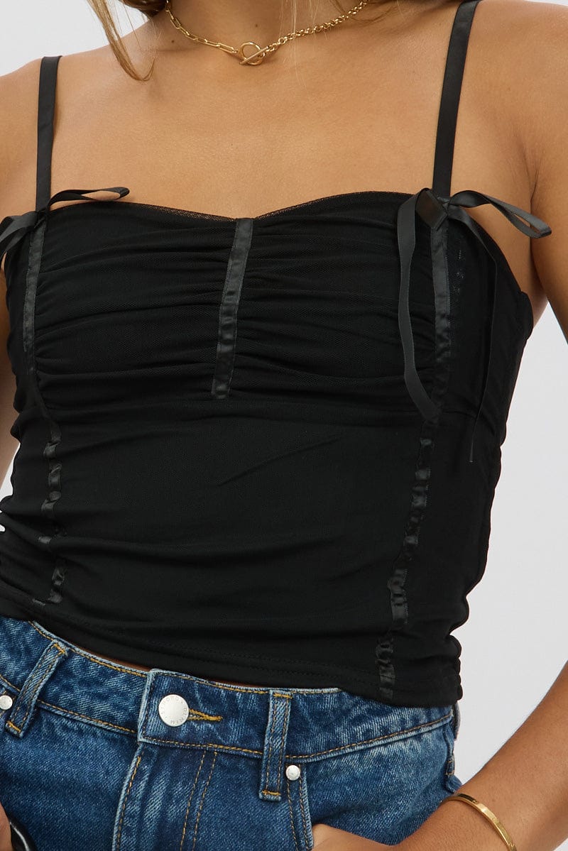 Black Mesh Tank Top Top