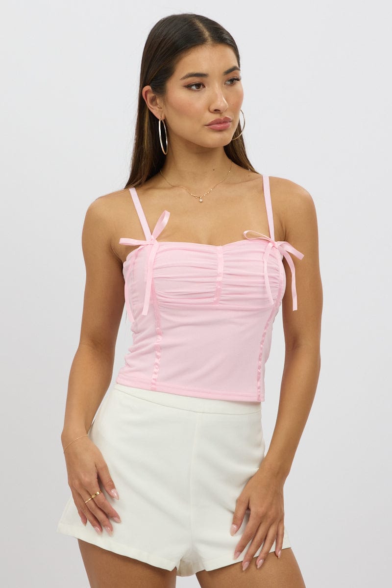 Pink Mesh Tank Top Top
