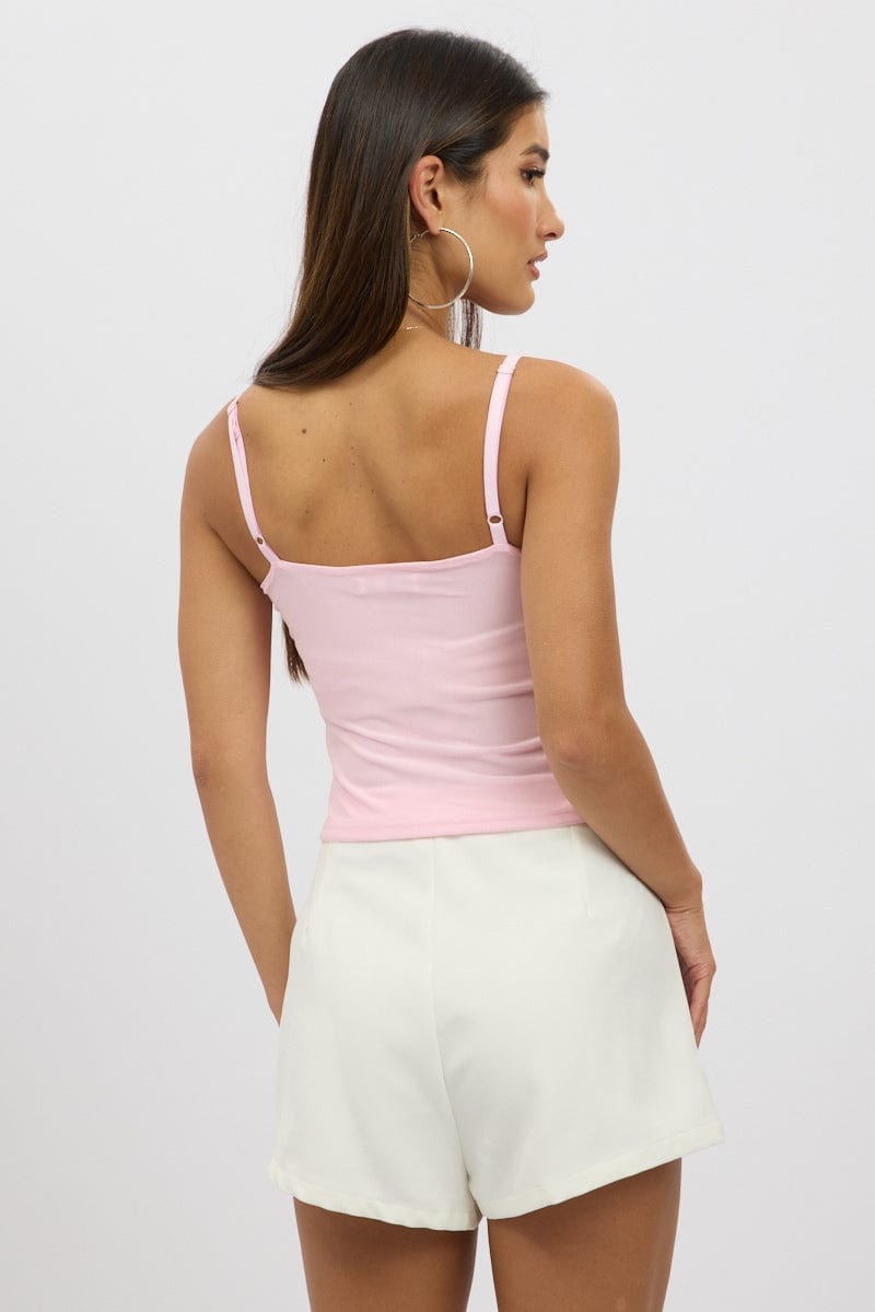 Pink Mesh Tank Top Top