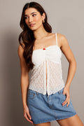 White Lace Butterfly Top Tank Top