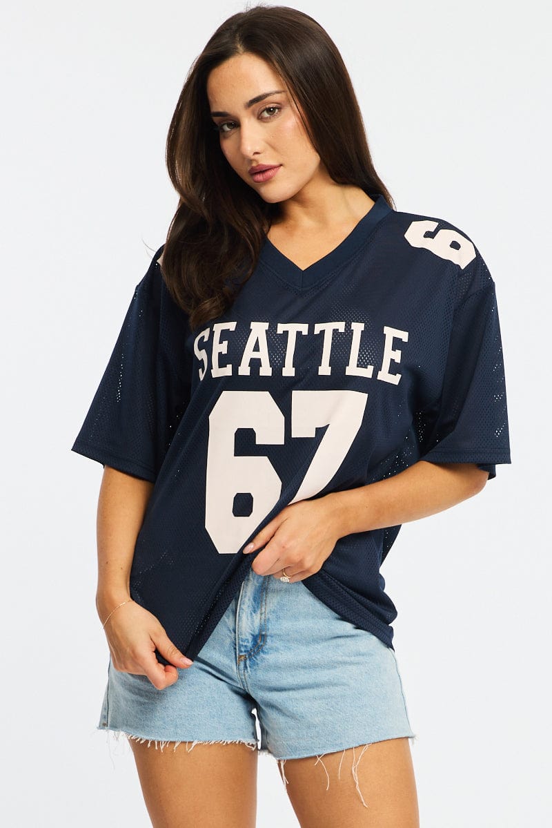 Blue Sport T-Shirt Short Sleeve