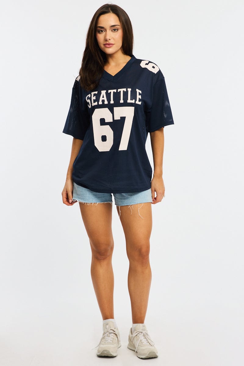 Blue Sport T-Shirt Short Sleeve