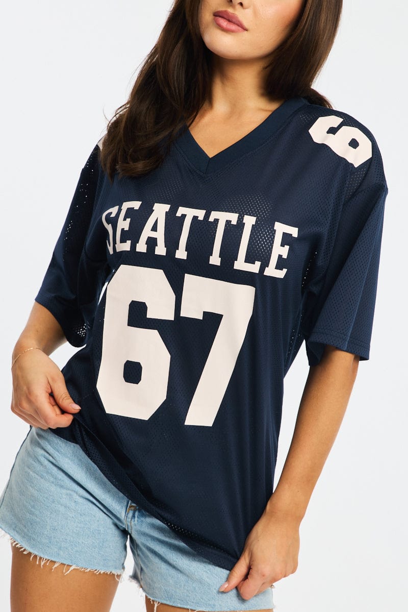 Blue Sport T-Shirt Short Sleeve