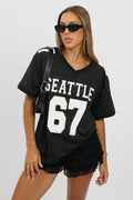 Black Sport T-Shirt V Neck Short Sleeve