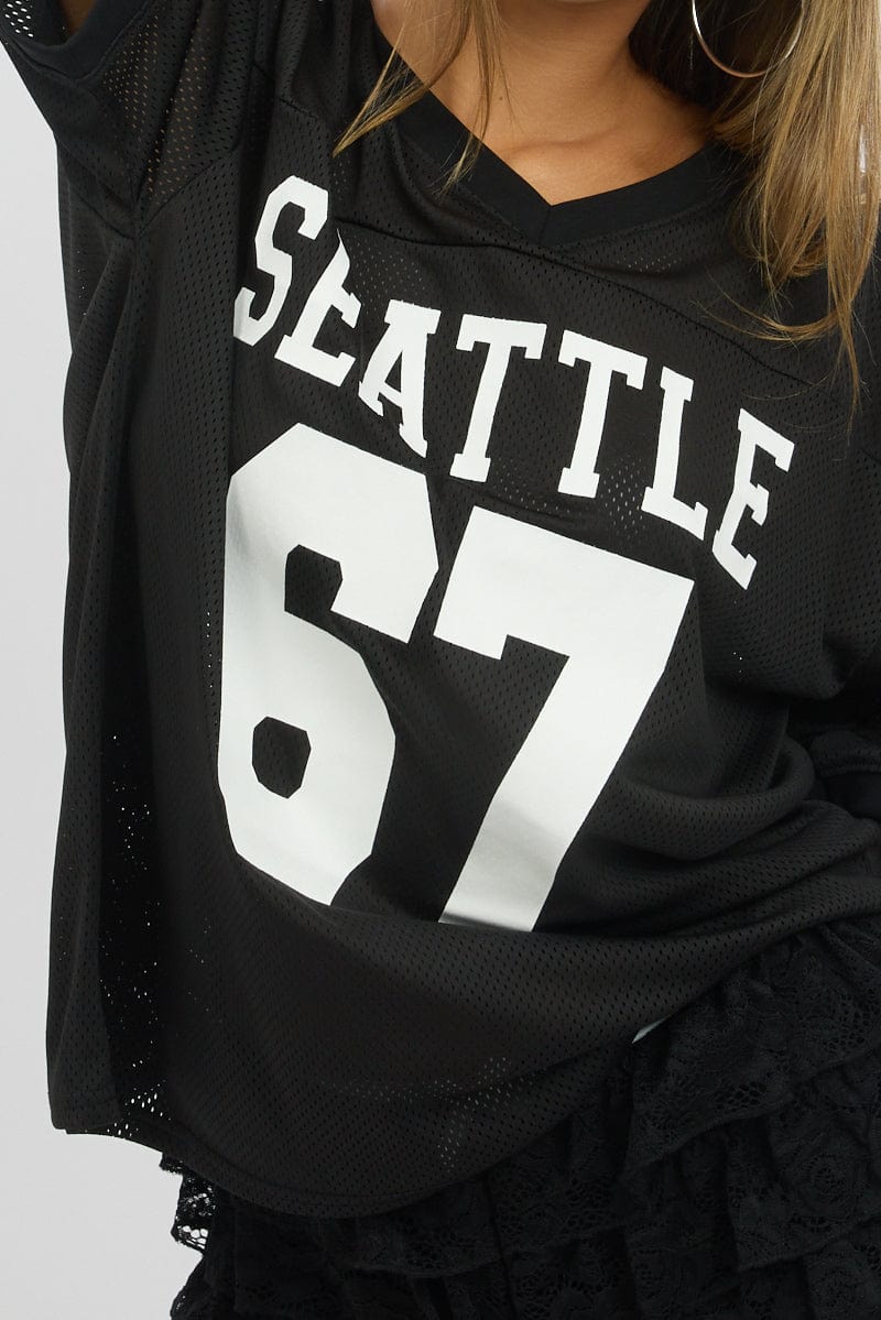 Black Sport T-Shirt V Neck Short Sleeve