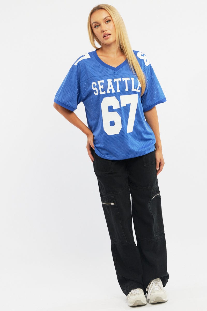 Blue Sport T-Shirt V-Neck