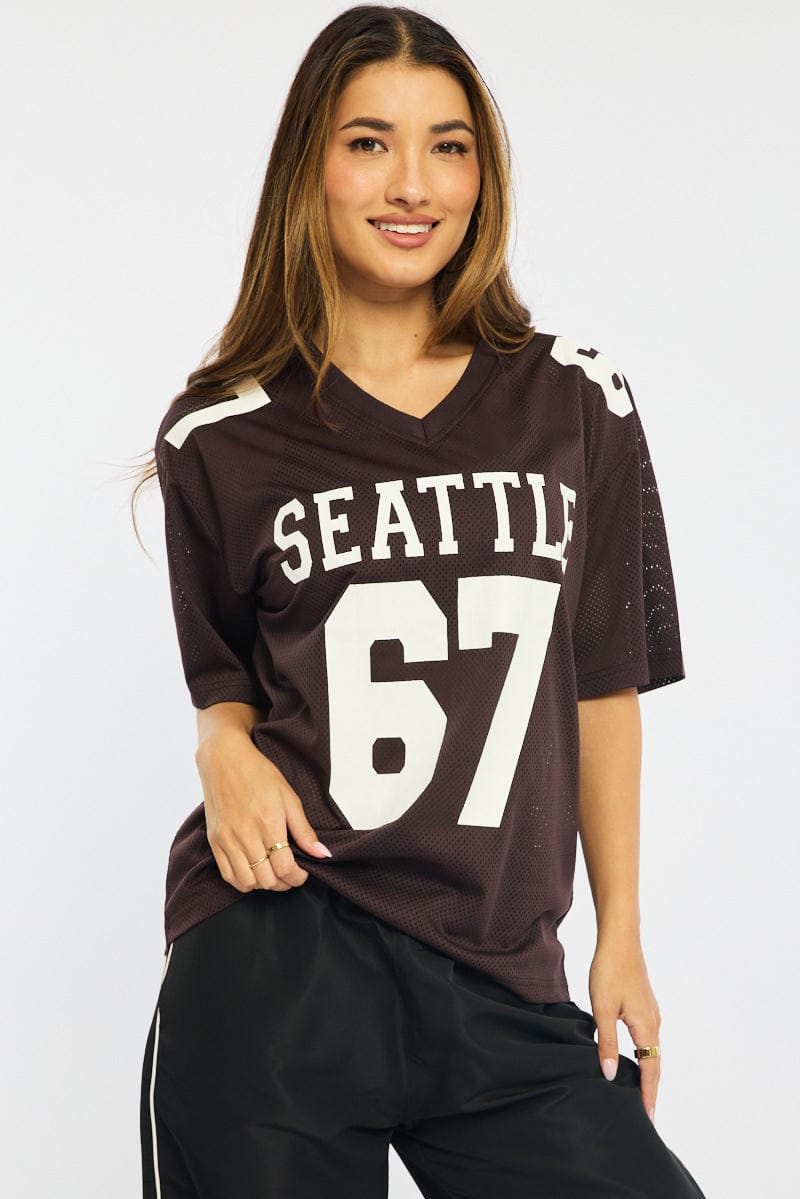 Brown Sports T-Shirt Short Sleeve