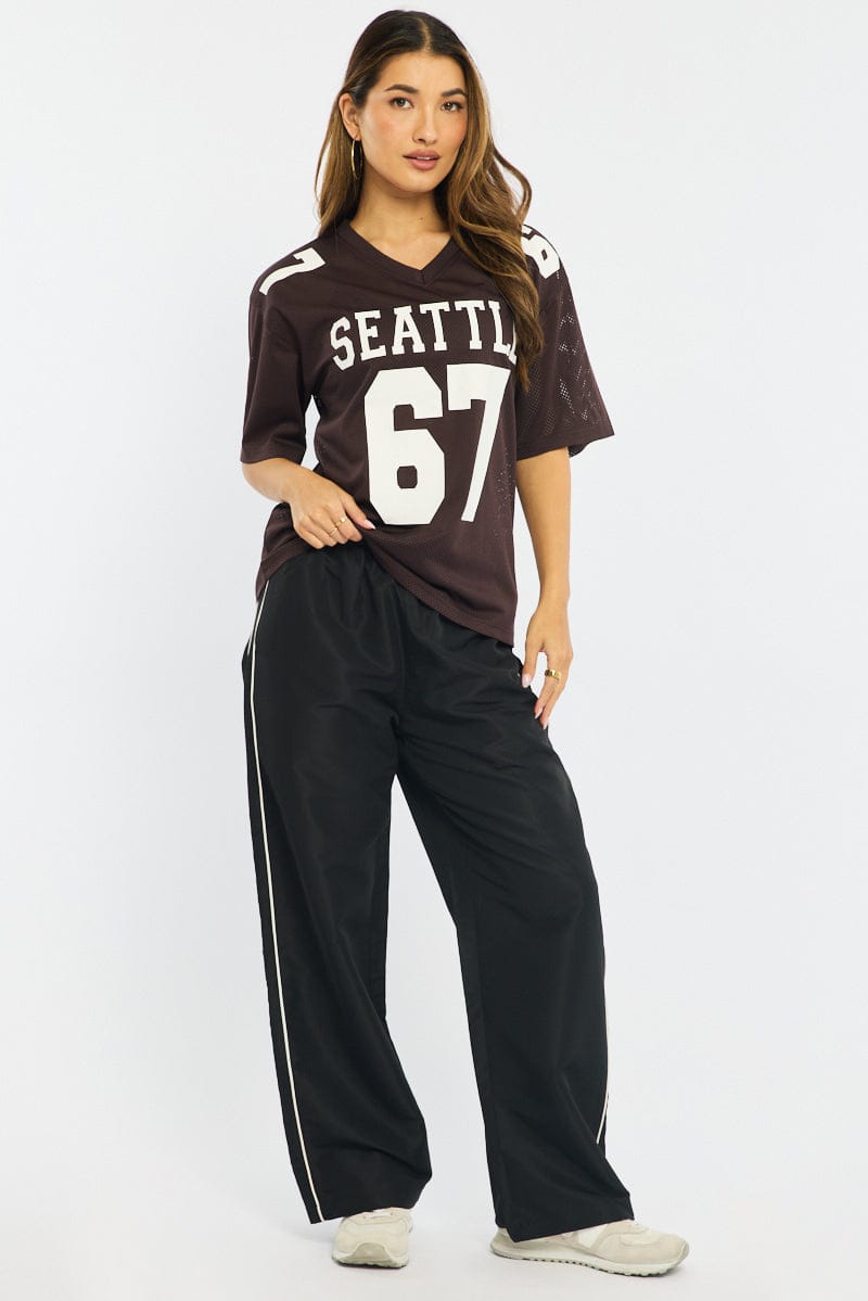 Brown Sports T-Shirt Short Sleeve