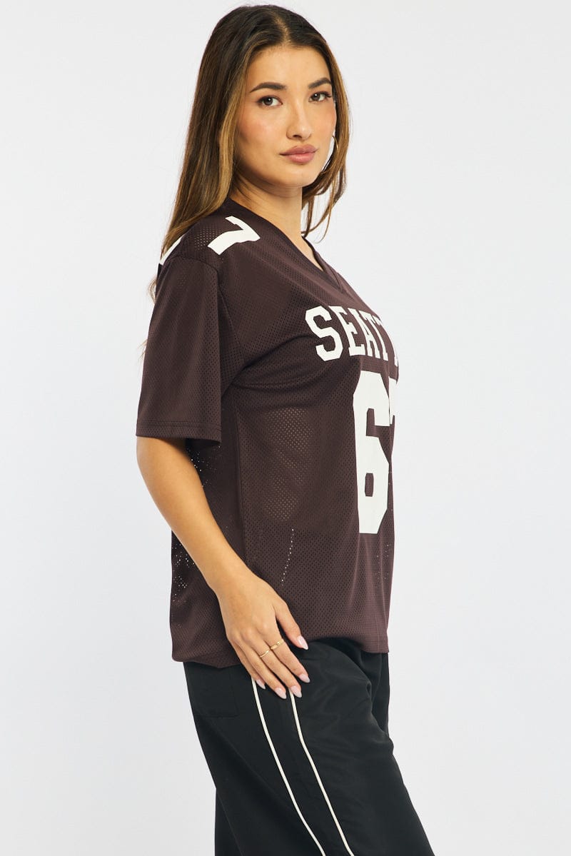 Brown Sports T-Shirt Short Sleeve