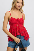 Red Tank Top Top Lace