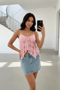Pink Tank Top Top Lace
