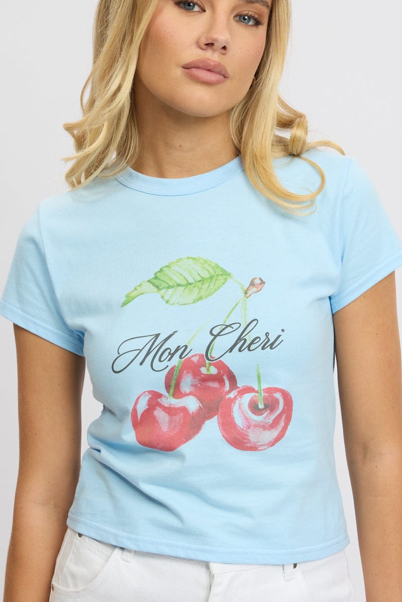 Blue Graphic T-Shirt Short Sleeve