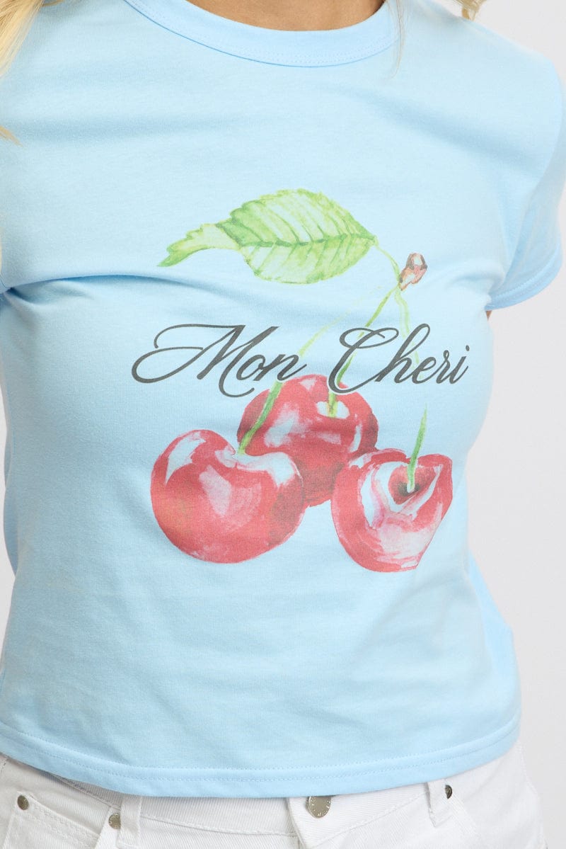 Blue Graphic T-Shirt Short Sleeve