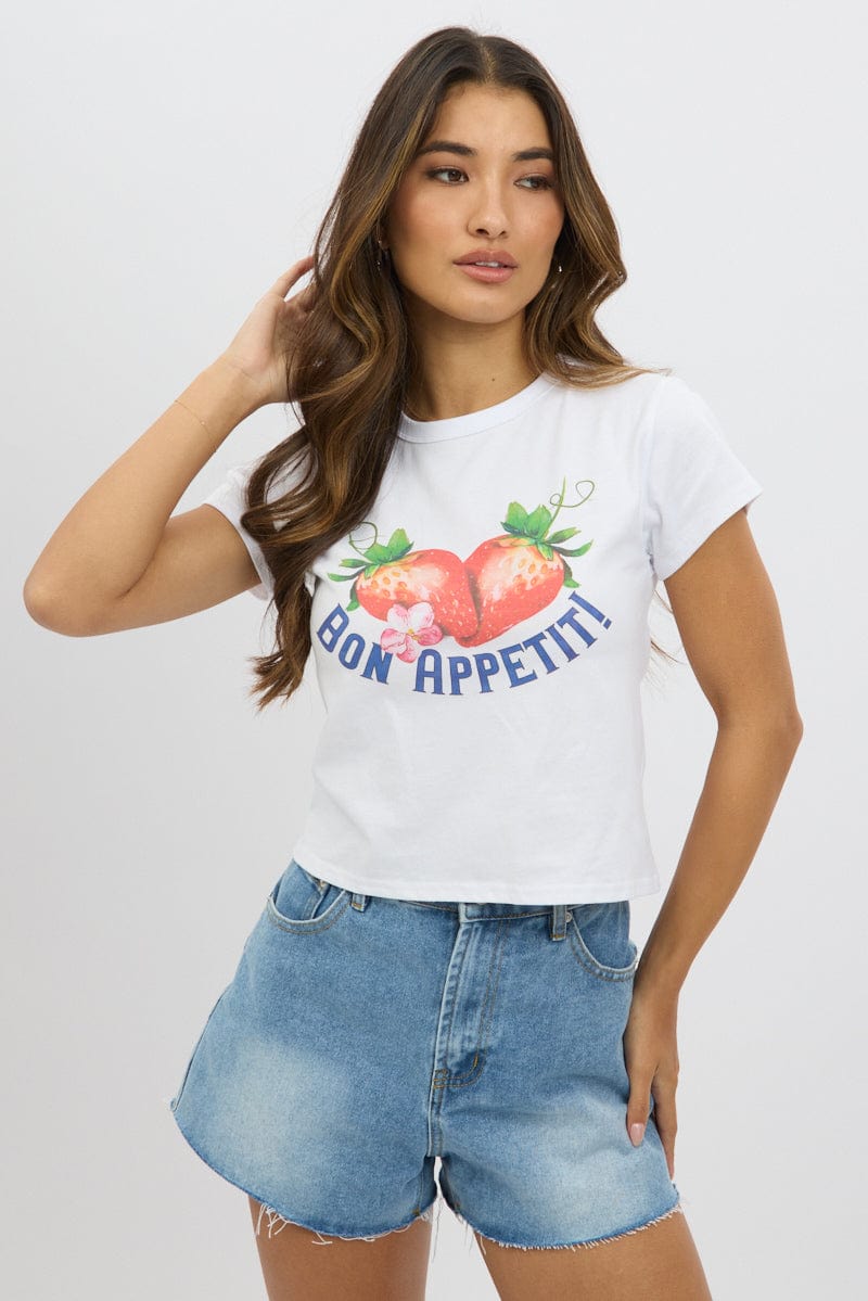 White Graphic T-Shirt Short Sleeve