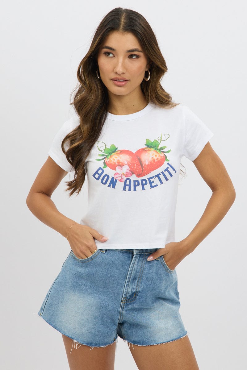 White Graphic T-Shirt Short Sleeve