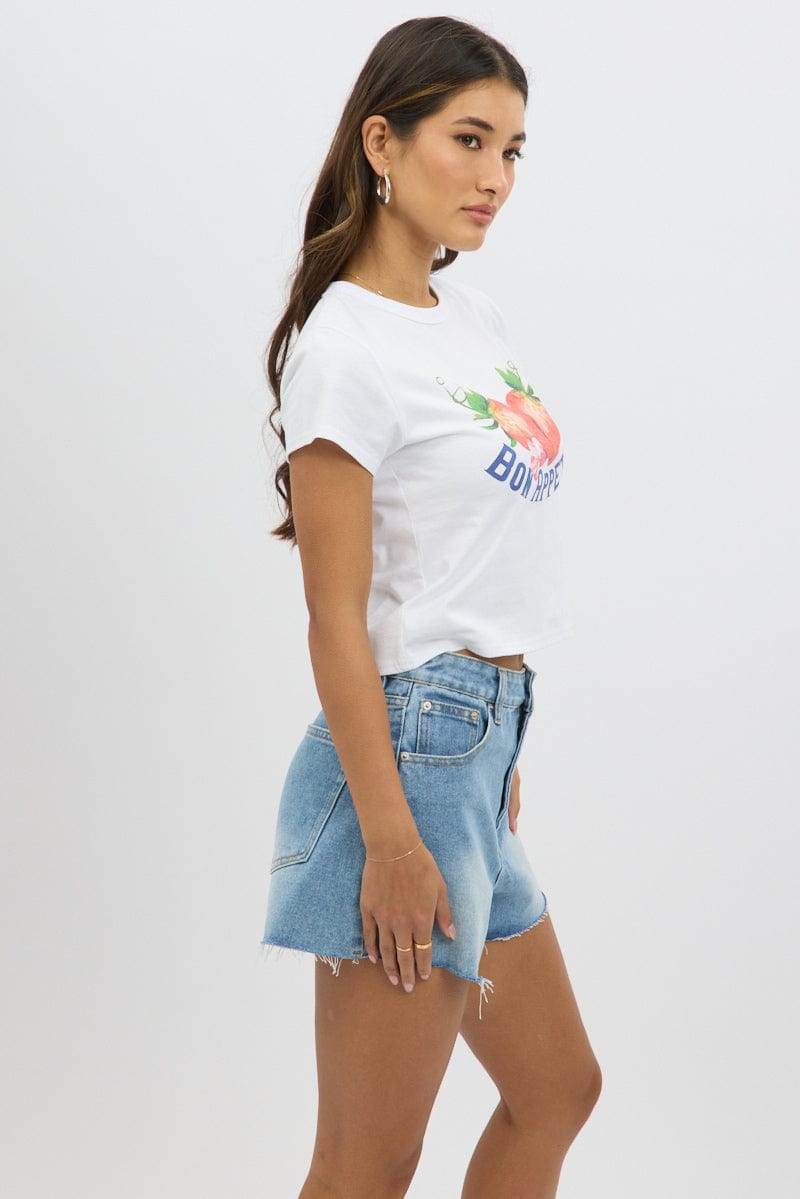 White Graphic T-Shirt Short Sleeve