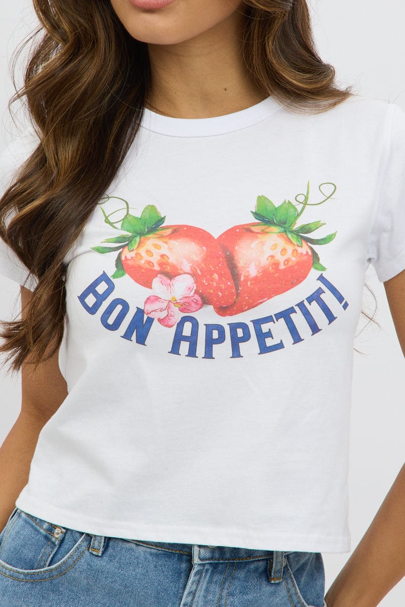 White Graphic T-Shirt Short Sleeve