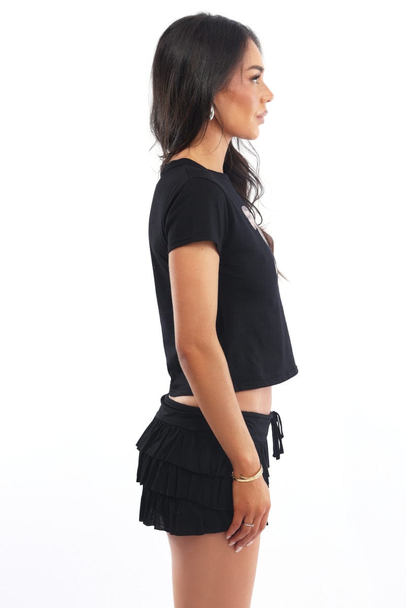 Black Graphic T-Shirt Short Sleeve