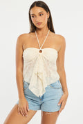 White Halter Top Sleeveless Lace