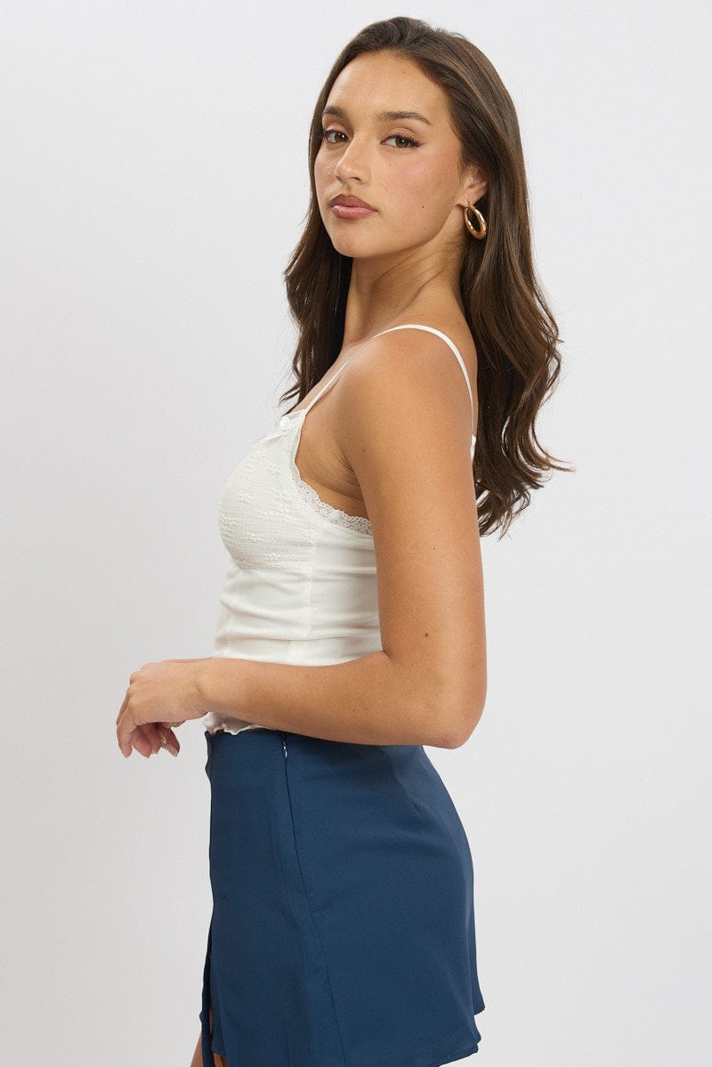 White Cami Tank Top Top Mesh
