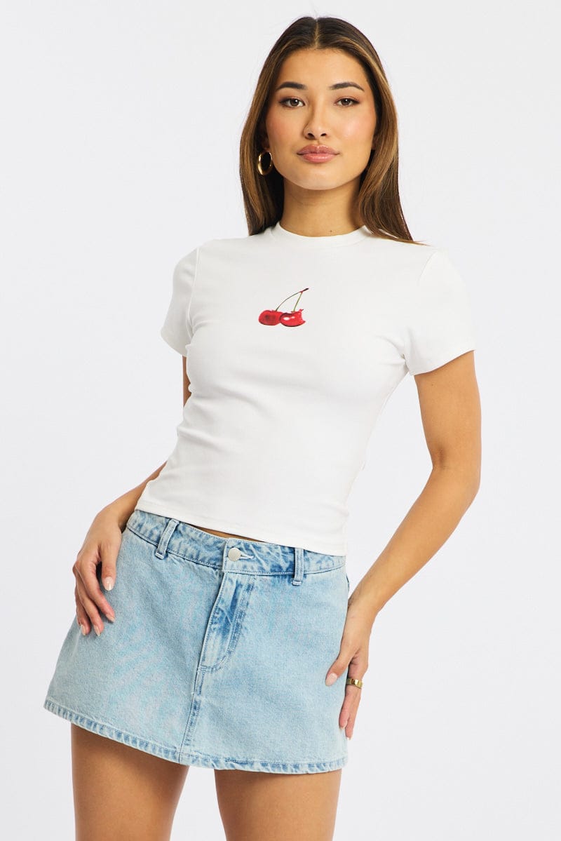 White Graphic T-Shirt Short Sleeve