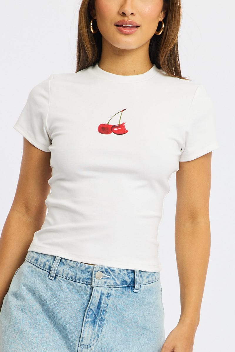 White Graphic T-Shirt Short Sleeve