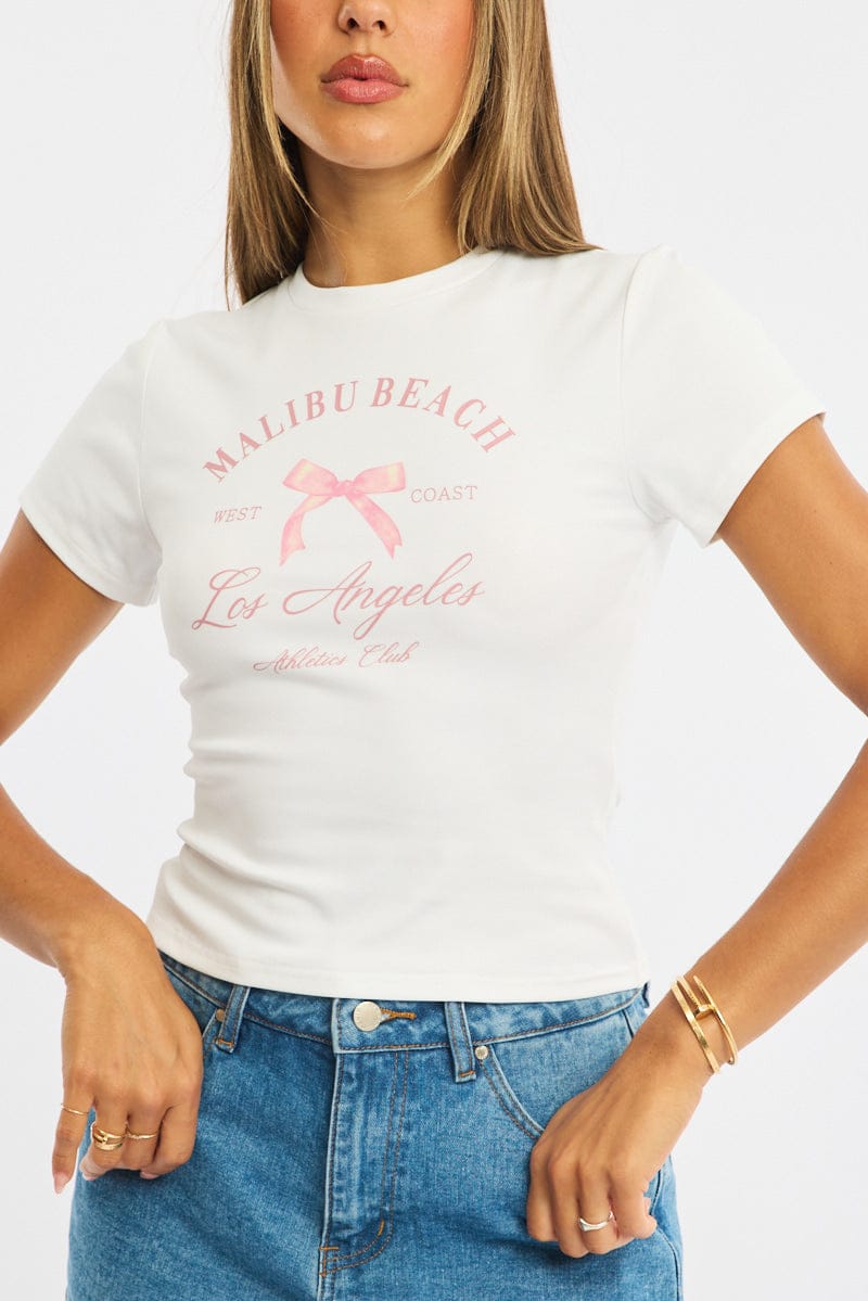 White Graphic T-Shirt Short Sleeve