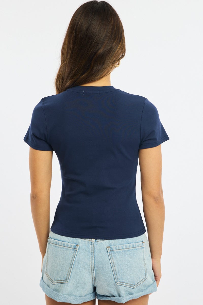 Blue Graphic T-Shirt Short Sleeve