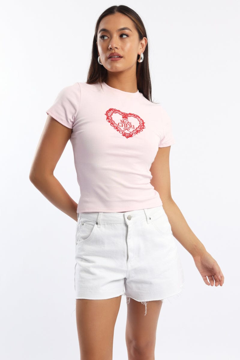 Pink Graphic T-Shirt Short Sleeve