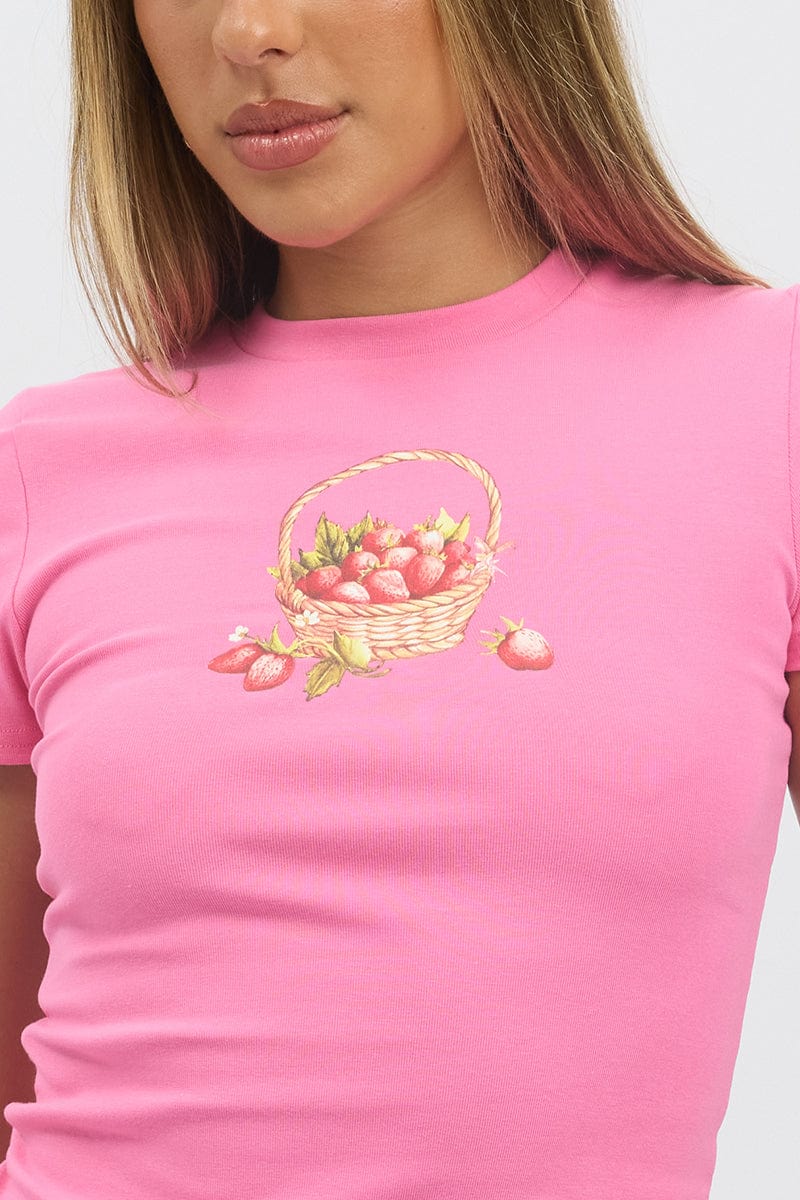 Pink Graphic T-Shirt Short Sleeve