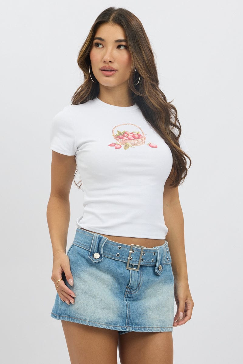 White Graphic T-Shirt Short Sleeve