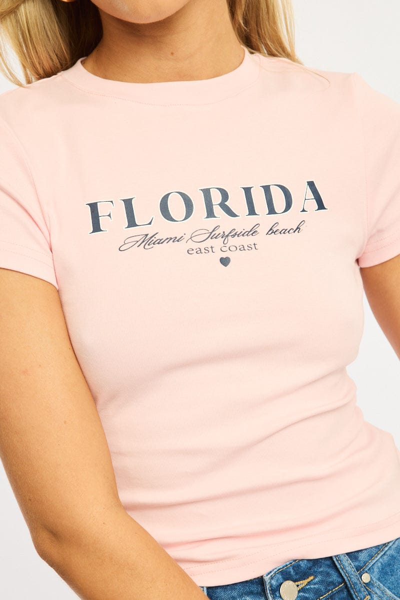 Pink Graphic T-Shirt Short Sleeve