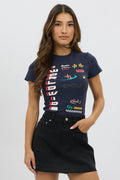 Blue Graphic T-Shirt Short Sleeve