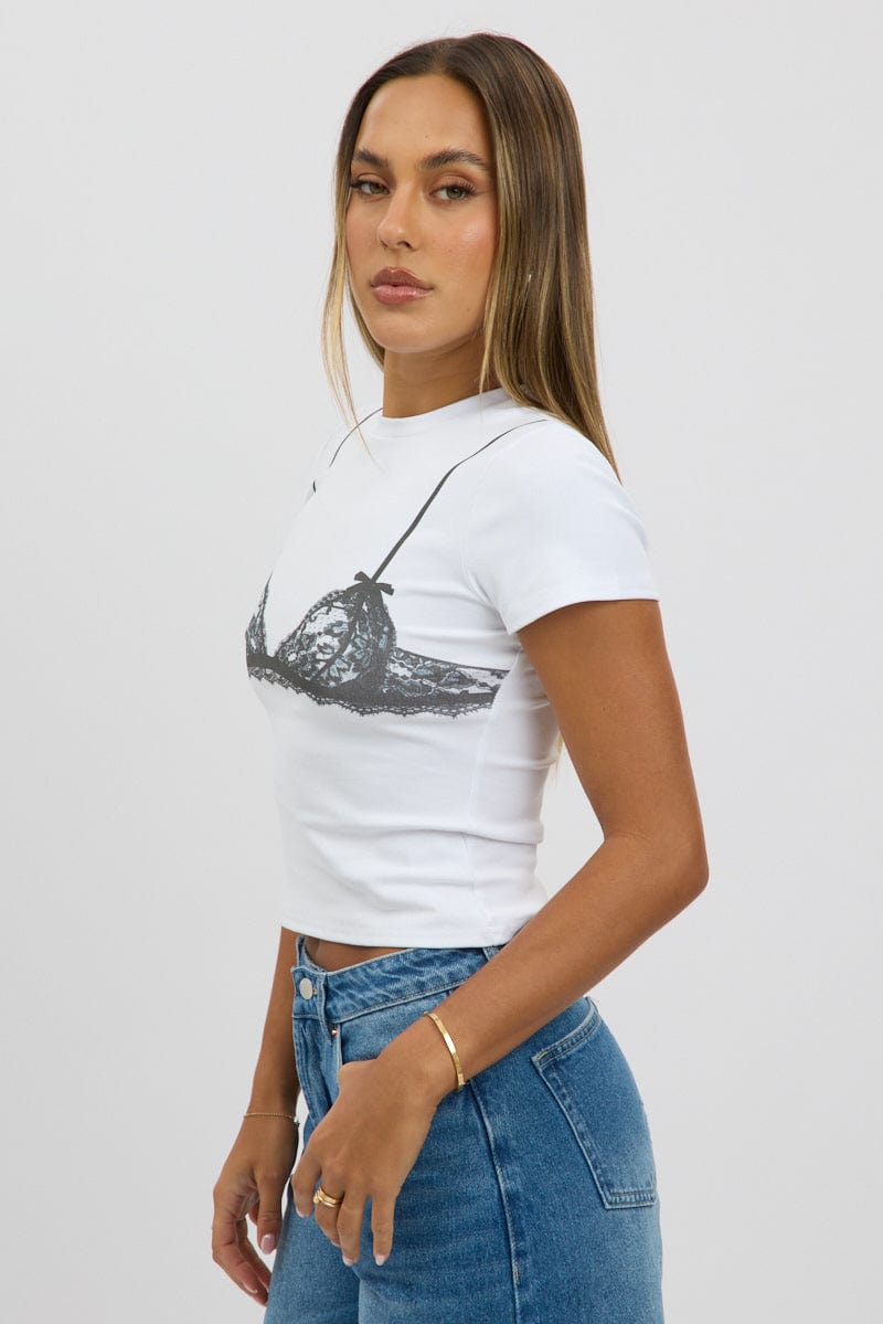 White Graphic T-Shirt Short Sleeve