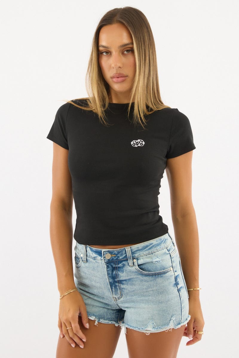 Black Graphic T-Shirt Short Sleeve