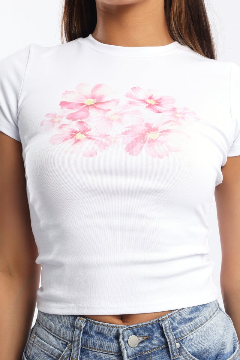 White Graphic T-Shirt Short Sleeve