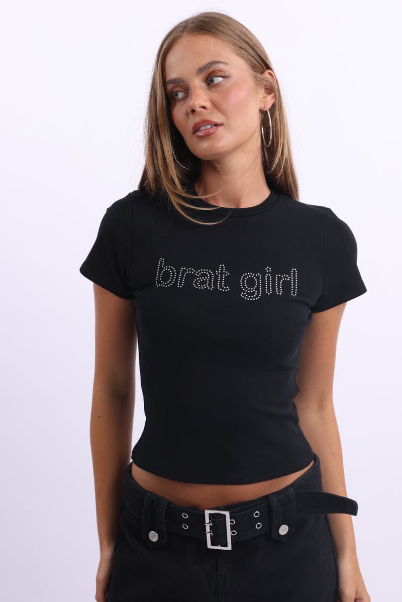 Black Graphic T-Shirt Short Sleeve
