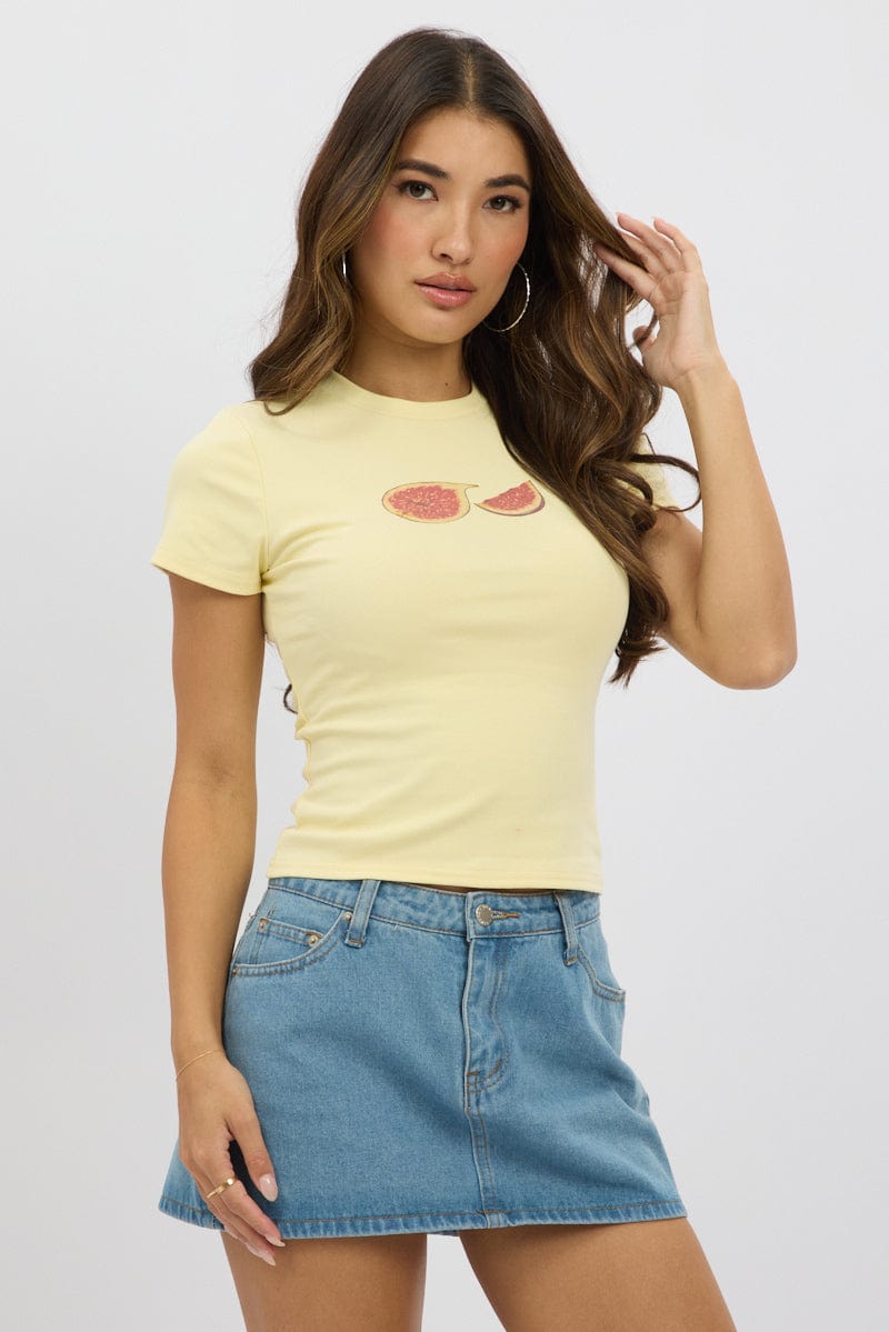 Yellow Graphic T-Shirt Short Sleeve