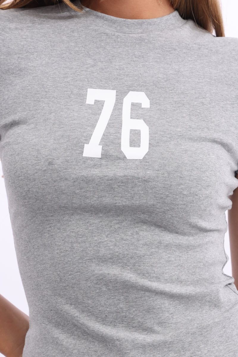 Grey Graphic T-Shirt Short Sleeve