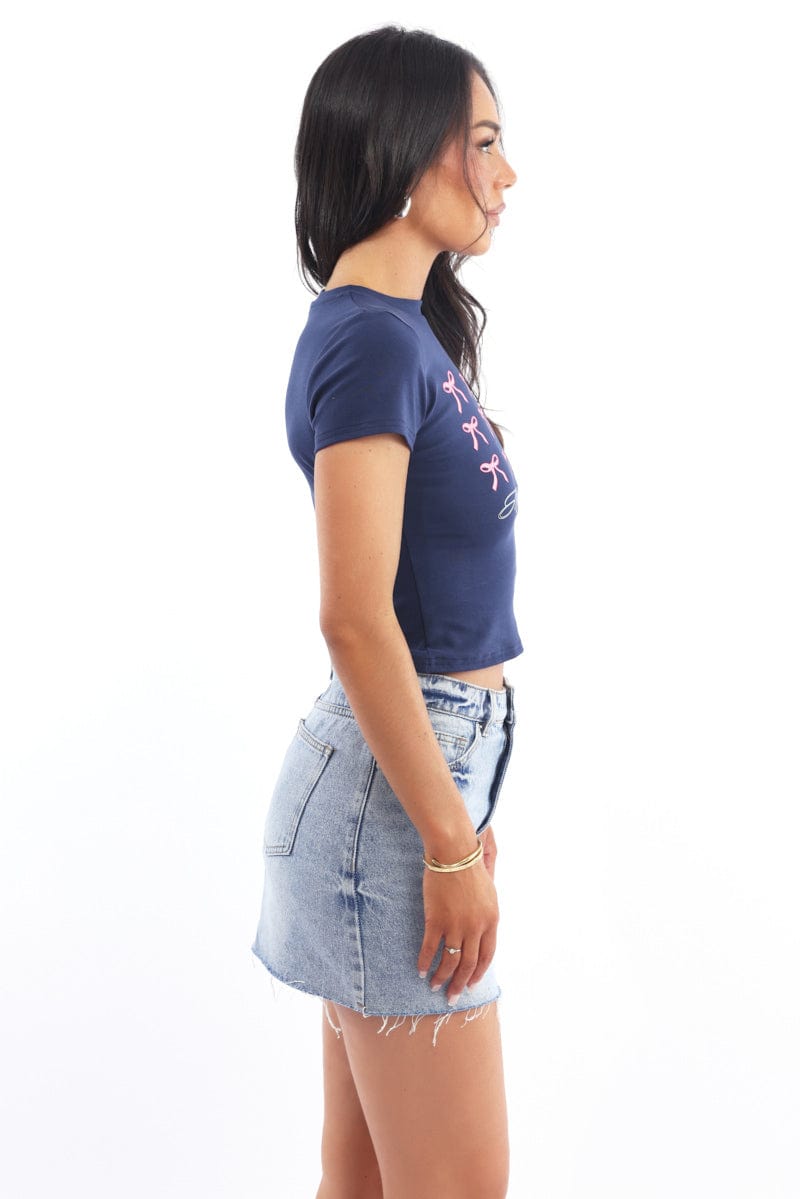 Blue Graphic T-Shirt Short Sleeve