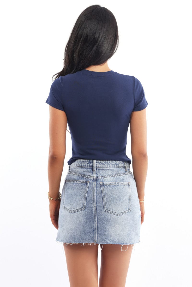 Blue Graphic T-Shirt Short Sleeve