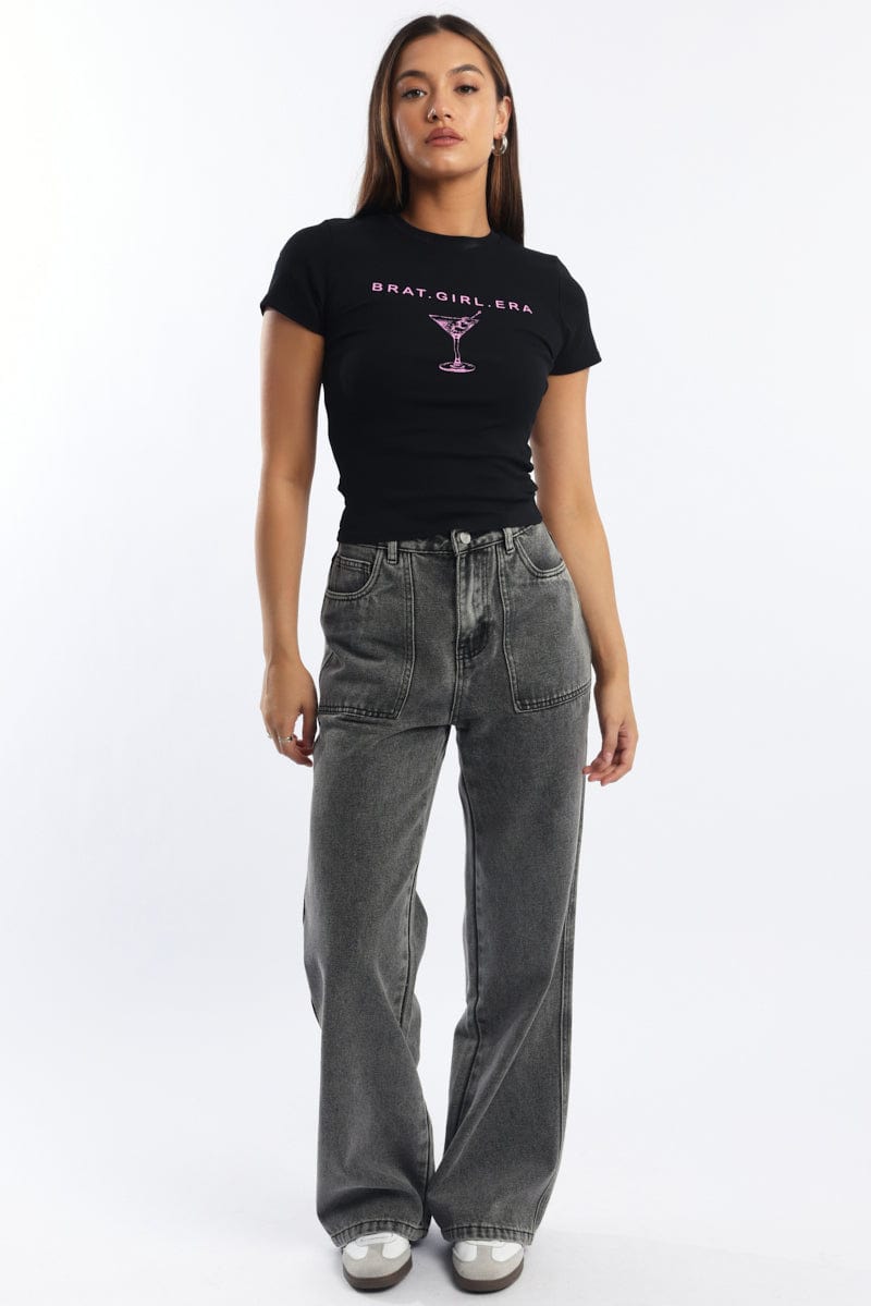 Black Graphic T-Shirt Short Sleeve