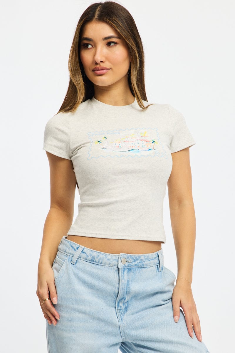 Grey Graphic T-Shirt Short Sleeve
