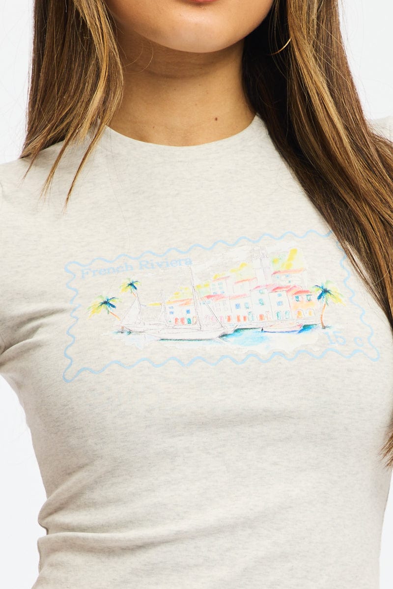 Grey Graphic T-Shirt Short Sleeve