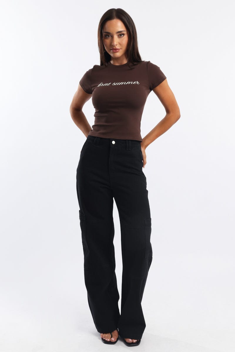 Brown Graphic T-Shirt Short Sleeve