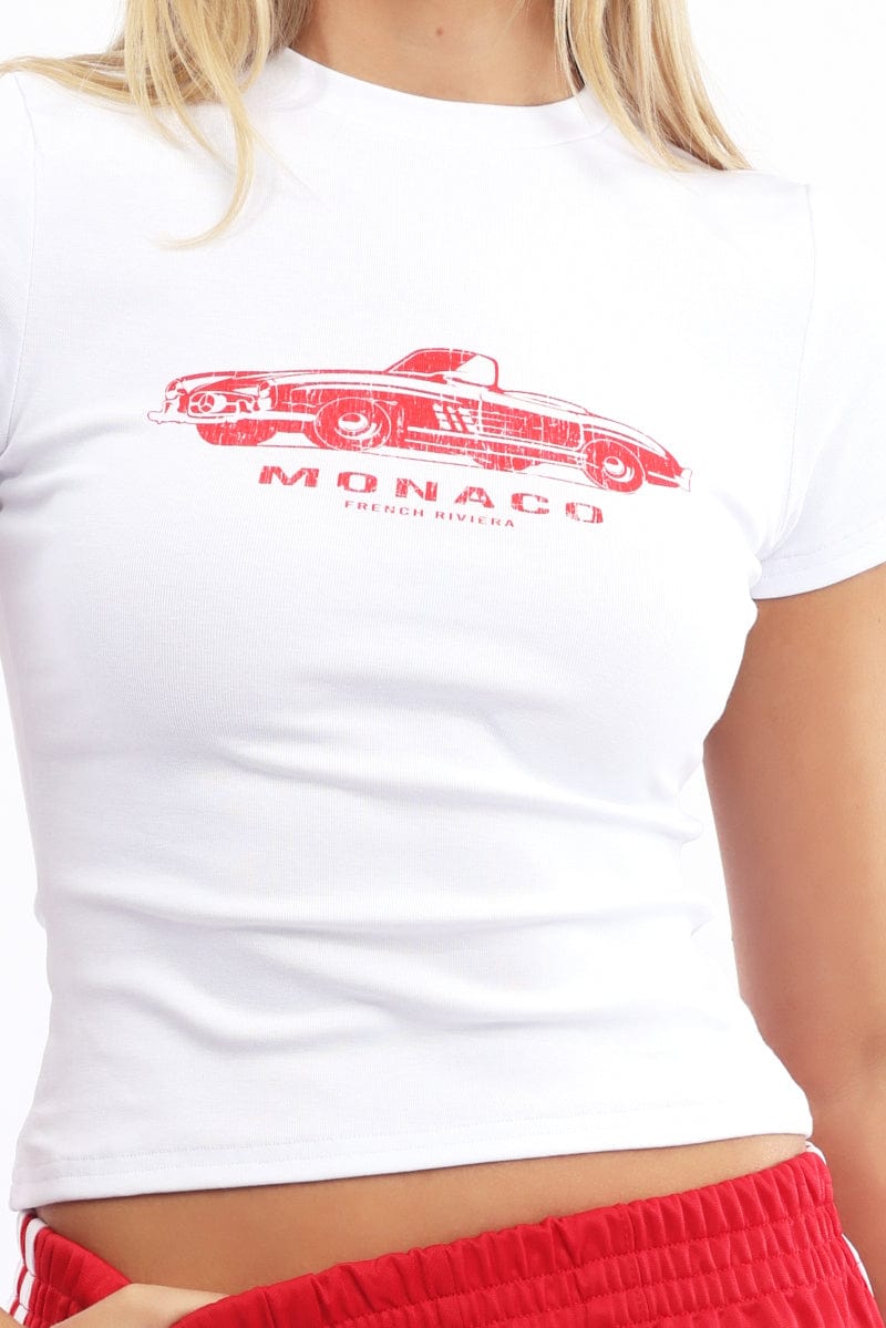 White Graphic T-Shirt Short Sleeve