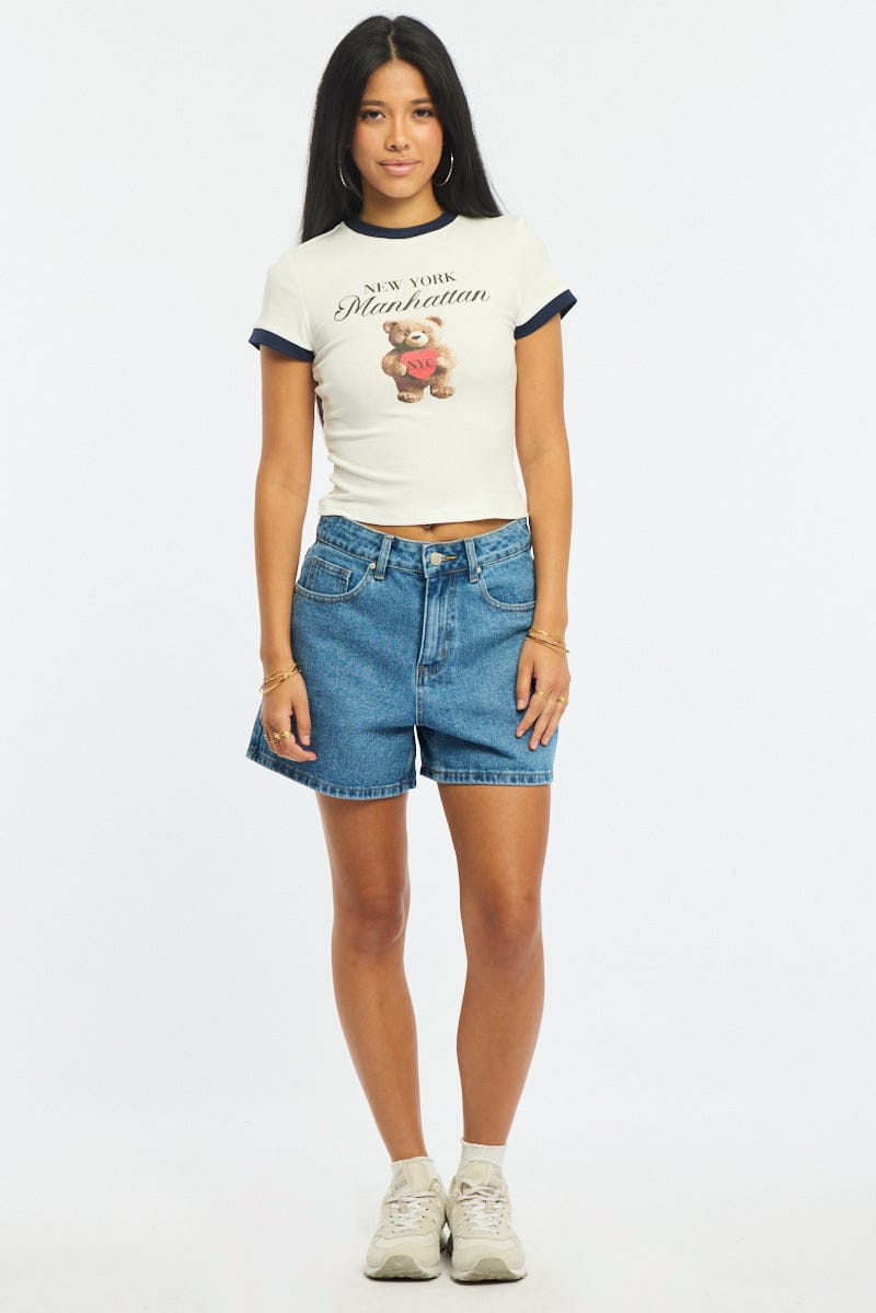 White Graphic T-Shirt Short Sleeve