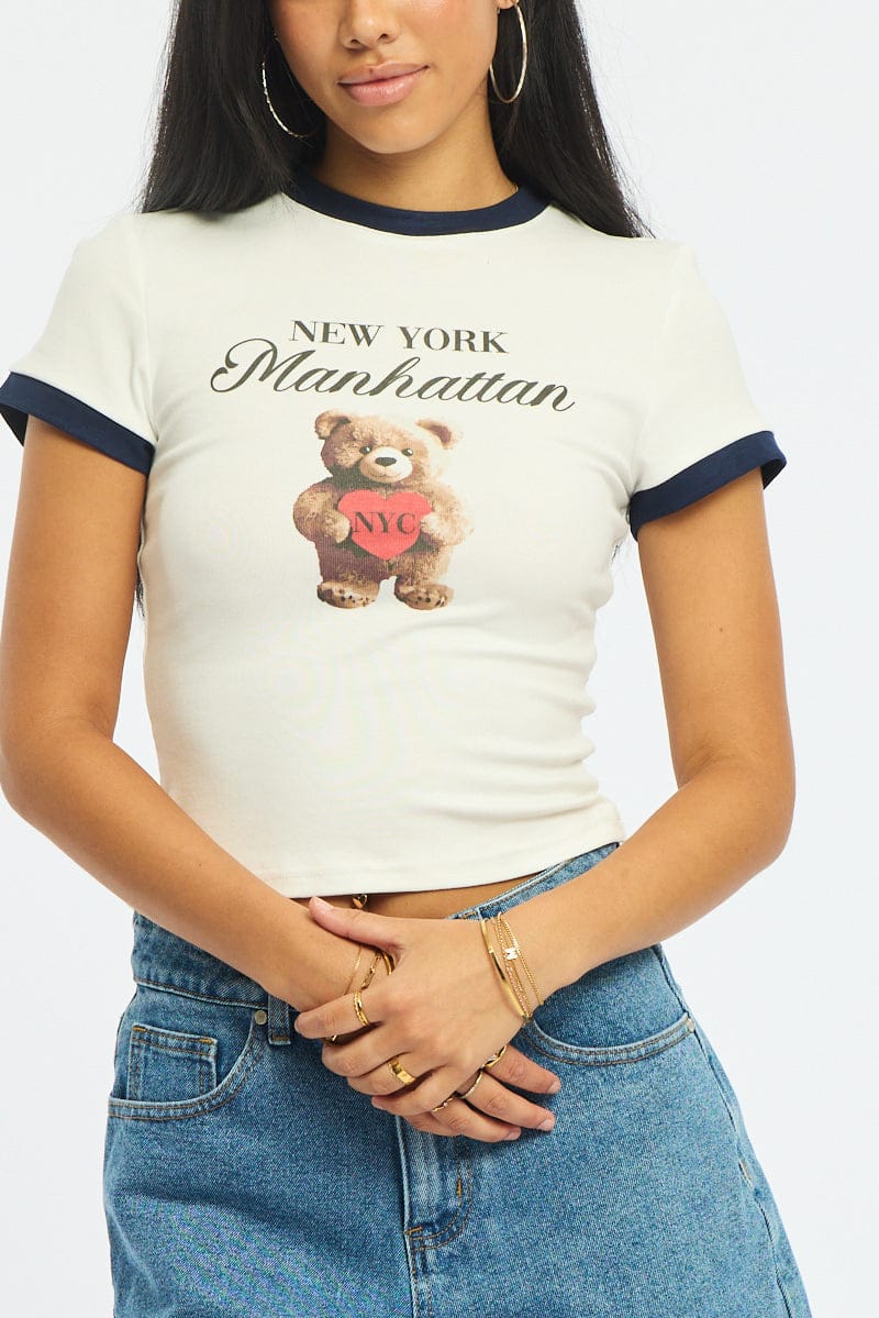 White Graphic T-Shirt Short Sleeve